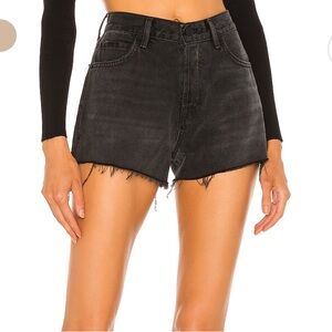 GRLFRND Lyric High Rise Split Hem Short in
Franklin Canyon (Black Denim Shorts)